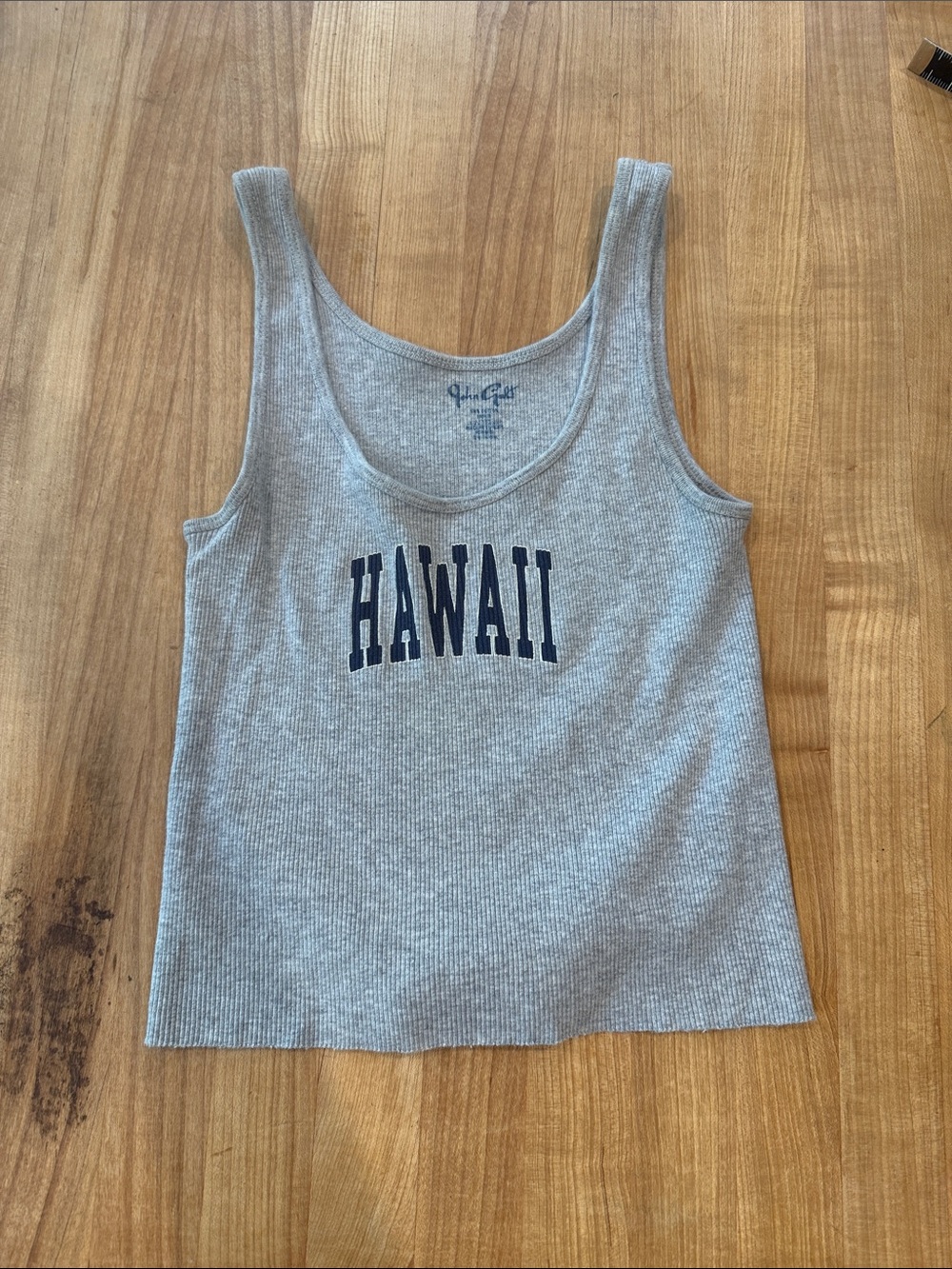 Brandy Melville Gray Ribbed 'HAWAII' Tank Top